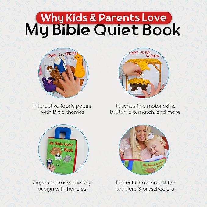 My Growing Season My Bible Quiet Book Interactive Fabric Activity for Kids | Educational Christian Toy for Toddlers & Preschoolers | Travel-Friendly and Sensory-Rich Soft Book