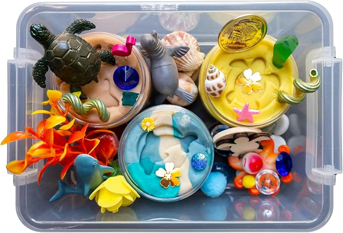Ocean Sensory Kit, Playdough Kit for Open Ended Play, Ocean Play Dough Kit | Play Dough Set, Modeling Clay, Ocean Toys, Sensory Toys, Loose Parts Play