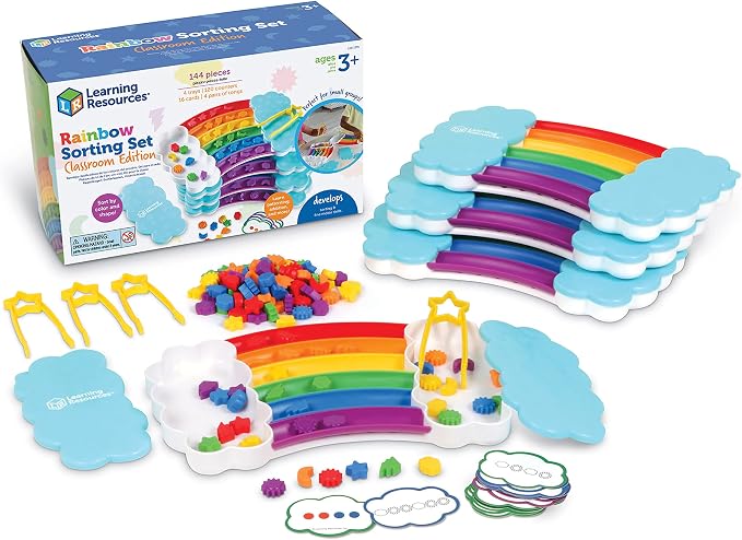 Learning Resources Rainbow Sorting Set Classroom Edition - Toddler Sensory Bin Toys, Montessori Fine Motor Skills, Color Shape Sorter Games, Preschool and Homeschool , Back to School, Teacher Gifts | Color Sorting Toy, Preschool Toys, Toddler Sensory B...
