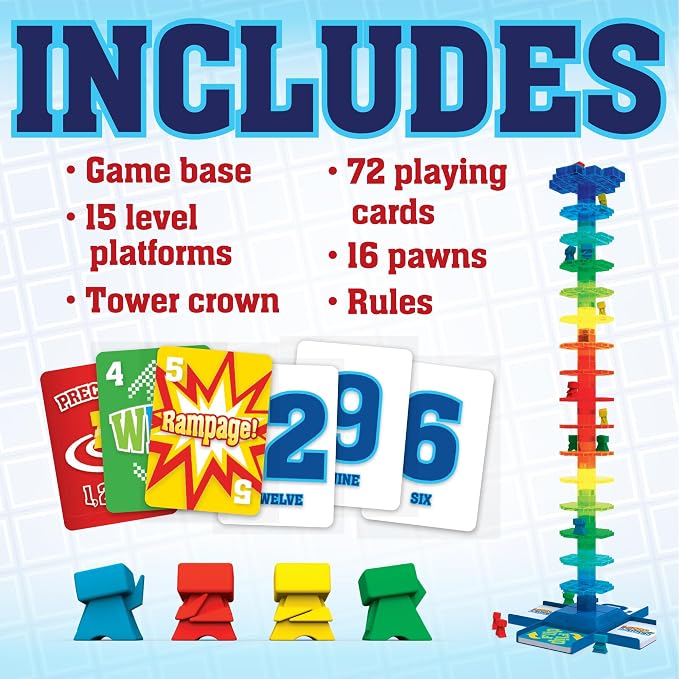 MindWare Leaps and Ledges Strategy Game - Ages 8+ - Fun Party Game and Family Game Night Activity for Kids, Teens, and Adults - 2 to 4 Players | A fast, replayable board game for 2-4 players. Includes 15 colorful platforms and 72 playing cards. Ages 8+.