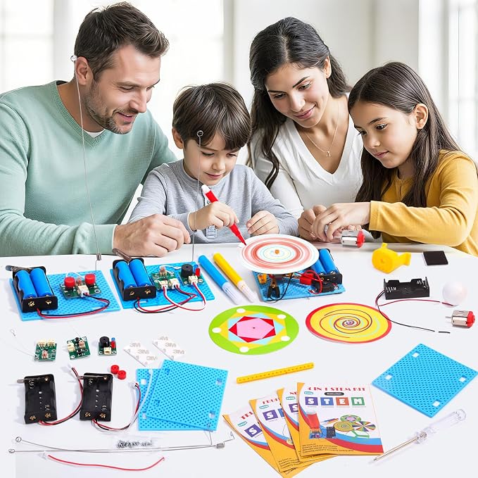 4 Set STEM Science Kits for Kids Age 8-12, Science Circuits Experiments | Crafts Projects Electric Motor Building Kit 8-10 9-12, STEM Toys for 8 9 10 11 13 Year Old Boys Girls Classroom Activity Gift