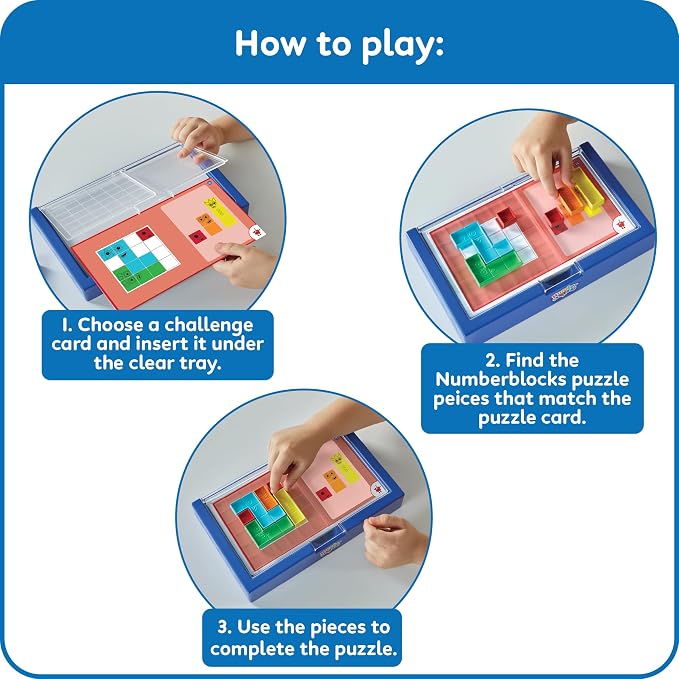 hand2mind Numberblocks Puzzle Solver, Logic Puzzle for Kids, Ages 3+ | Brain Teaser Puzzles for Kids, Educational Block Puzzle Games, Math Toys, Tactile Sensory Toys, Toddler Birthday Gifts