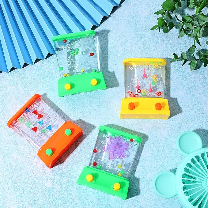 Gejoy 4 Pieces Water Games Handheld for Kid Small Retro Waterful Ring Toss Handheld Game Birthday Goodie Bags Stuffers School Classroom Prize Reward Pastime Car Toy Fidget for Boy Girl(Lovely Style)