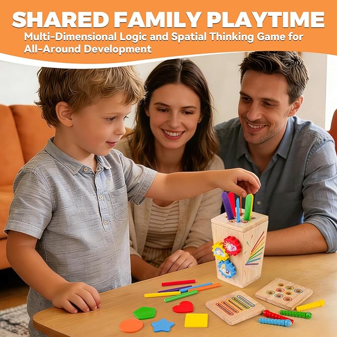 Wooden Montessori Baby Toys, 5 in 1 Fine Motor Skills Learning Toy, Educational Shape & Color Sorting Sensory Fidget Toy for Kids Ages 3-5, Birthday Gift for 6-8 Year Old Girls & Boys