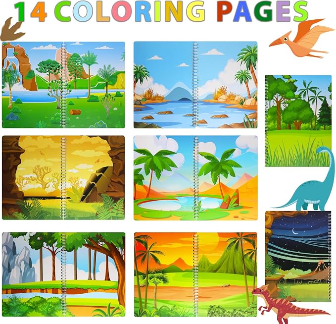 Reusable Sticker Book for Kids 1-3, Jelly Sticker Books for Toddlers 2-4 Years, Dinosaur Stickers for Kids, Toddler Easter Basket Stuffers＆Travel Essentials Plane Activities (Dinosaur)
