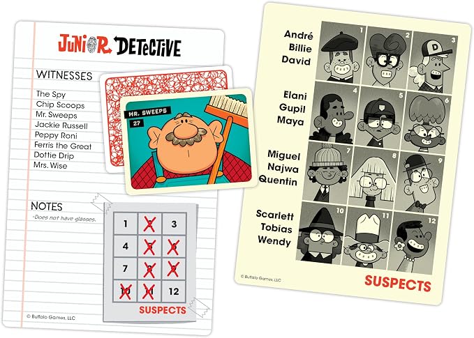 Buffalo Games Junior Detective Board Games for Kids 6-8, Family Board Games | Cooperative Clue-Solving, Hidden Clue Decoder, Quick Setup, 2-6 Players, For Kids 8-12, Family Board Games, Trust-Based Play