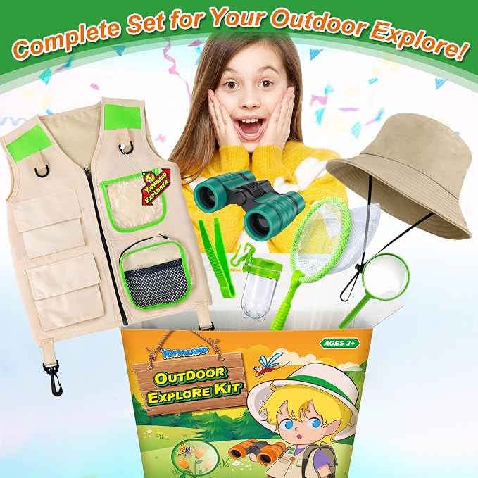 YOPINSAND Kids Explorer Kit & Bug Catcher Kit, Kids Outdoor Exploration Set | Camping Gear with Vest & Hat, Ideal Outdoor Camping Adventure Toys for Ages 3 4 5 6 7 8 Boys Girls