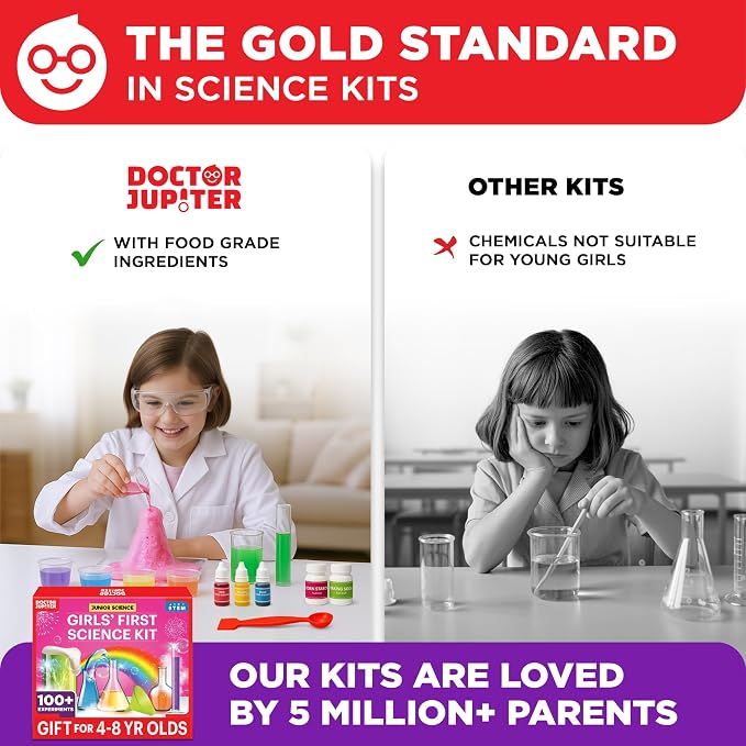 Doctor Jupiter Girls' First Science Experiments Kit for Kids Ages 4+ | Birthday Gift Ideas for Girls 4, 5, 6, 7, 8 Year Olds, Science Kits for Kids Ages 5-7, STEM Educational Toys