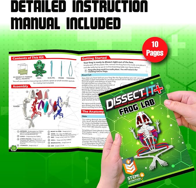 Dissect-It, Deluxe Frog Dissection Kit, STEM Toys for Kids, Ages 6+ | Examine Realistic Frog Organs, Veins, Arteries & Complete Skeleton, Then Rebuild with 2 Included Gel Refill Packs