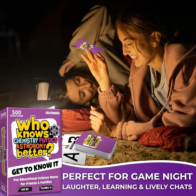 Quokka Card Games for Kids 8-12 - Board Family Games for Kids and Adults | Science Trivia Cards for Family Game Night - Who Knows Chemistry Physics Astronomy Better - Fun Game for Families and Teens