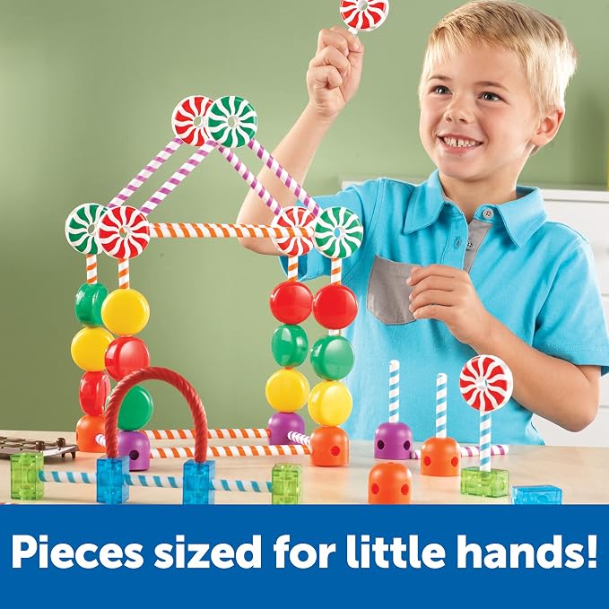 Learning Resources Candy Construction Building Set - Creative Building Toys for Kids, Toddler STEM Toys, Kids STEM Activities, Construction Sets, Preschool Engineering Toy