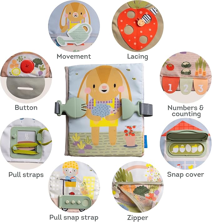 Taf Toys Busy Book for Toddlers 1-3 - Montessori Toys for 1 2 Year Old Boy Girl Birthday Gifts - Busy Book with Zippers, Buckles, Laces - Educational Learning Travel Toy Activity Books