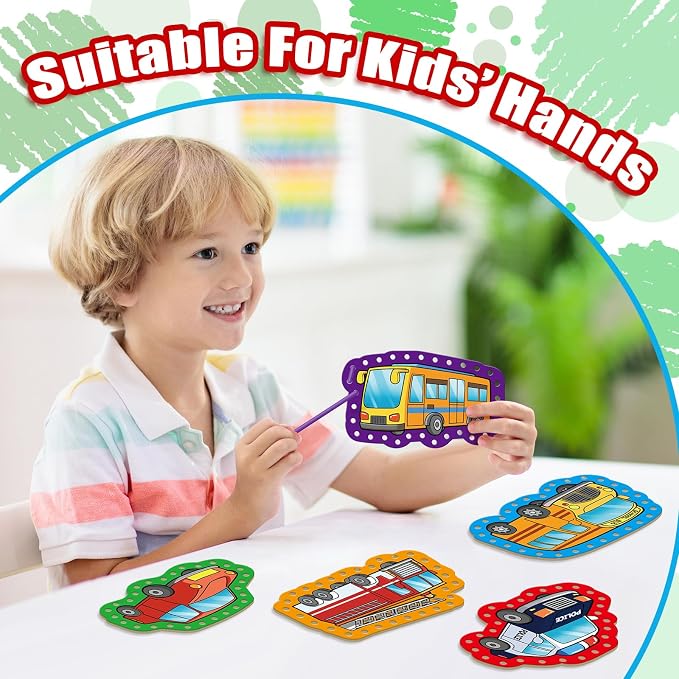 Lacing Cards,Sewing Kit for Kids,Fine Motor Toys,Classroom Must Haves | Shoe Tying Practice, Manipulatives for Preschoolers,Homeschool Supplies,Preschool Learning Activities,Toddler Crafts
