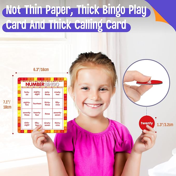 SpriteGru Number Bingo Game, Number 1-100 Bingo Board Game Learn & Count to Read 2 Versions Number Recognition Game for Kids 5-12, Perfect for Classroom & At Home