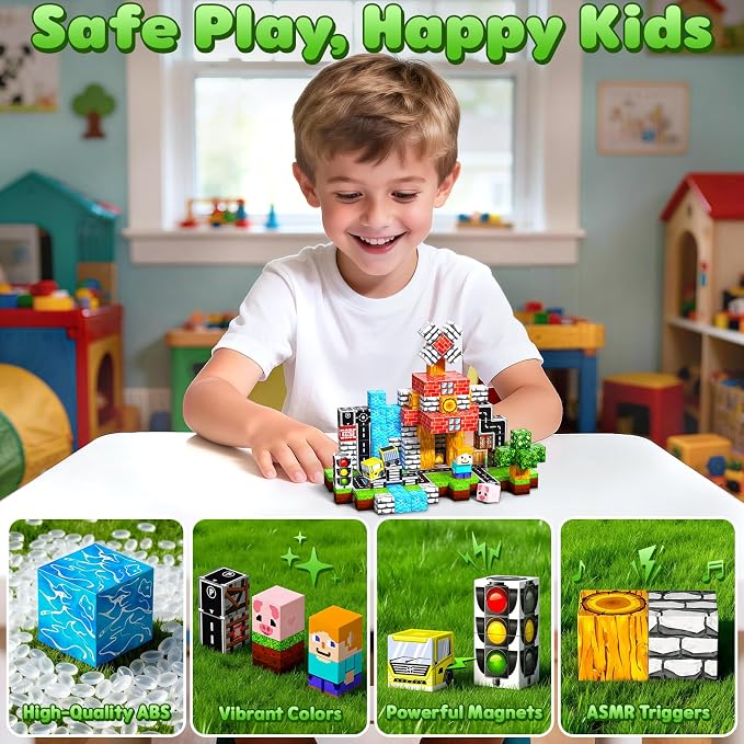 Magnetic Blocks, 100PCS Building Cubes, Boys Kids Gifts Toys | 0.8in Sensory Stacking Toys for STEM Constructions, Boys Girls Birthday Gifts Ages 4 5 6 7 8-12 Year Kids