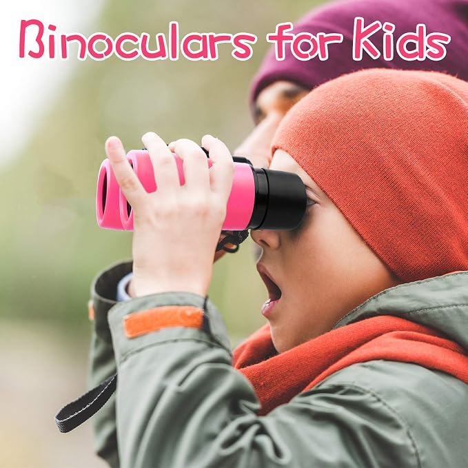 Scotamalone Kids Binoculars Shock Proof Toy Binoculars Set for Age 3-12 Years Old Boys Girls Bird Watching Educational Learning Hunting Hiking Birthday Presents (Pack of 2)