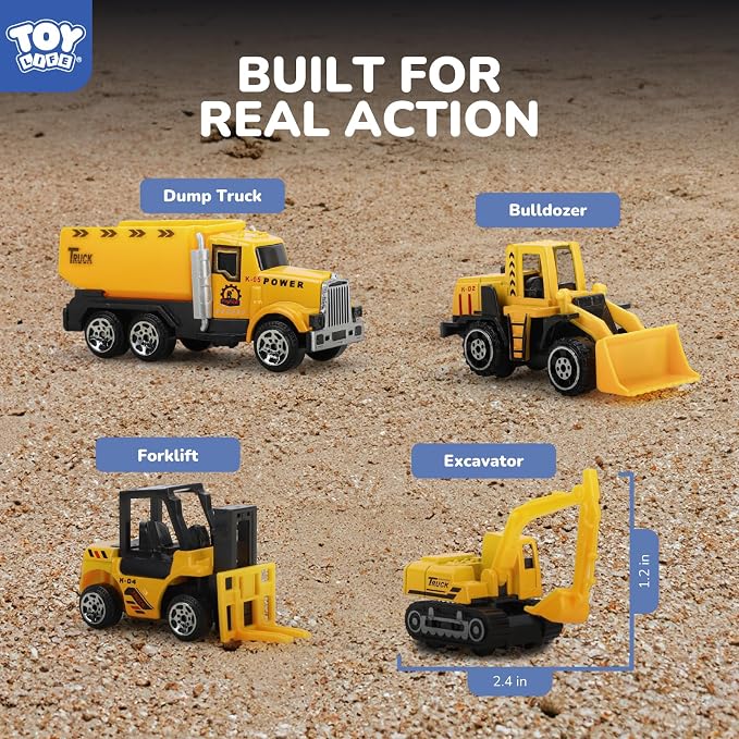 TOY Life 35-Pc Construction Vehicles, Trucks & Cake Toppers, Kids Ages 3-8