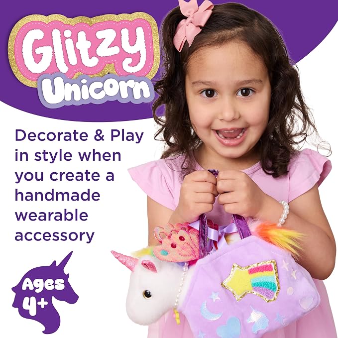 Creativity for Kids Glitzy Unicorn Kit | Adopt, Accessorize & Decorate Your Plush Pet | Toddler Purse & BFF Jewelry | Encourages Imaginative Play & Fine Motor Skills (Ages 4+)