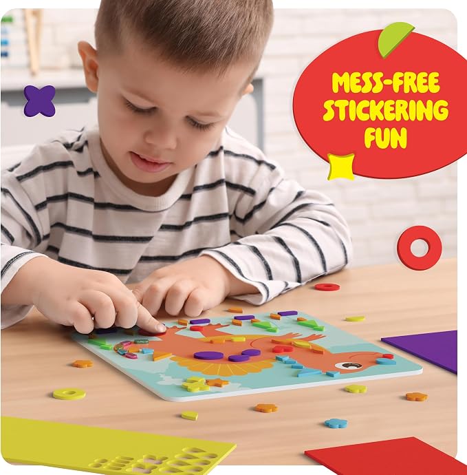 Foam Sticker Art Craft for Kids - Toddler Arts & Craft - Mess Free Activity | Toddler Craft Kit for Ages 3-5 - Boys 4-6 Birthday Gift - DIY Kid Activities Ages 3 4 5 6 Years - 4 Year Old Boy Gifts