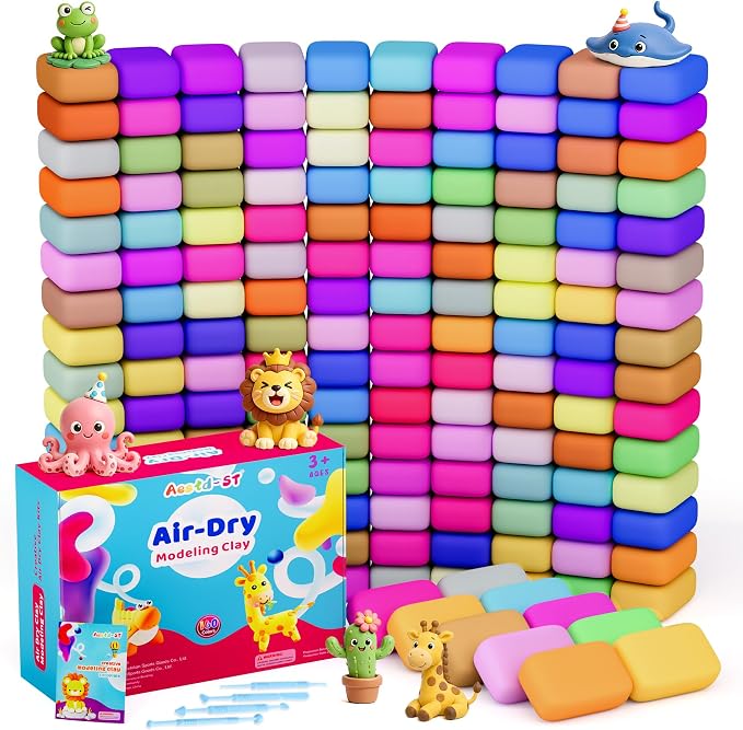 Aestd-ST Air Dry Clay 160 Colors, Modeling Clay for Kids, DIY Magic Clay | Molding Clay Kit, 4 Sculpting Tools, Resealable bags, Non-Sticky Soft, Super Light, Arts & Crafts Gift for Boys Girls Kids
