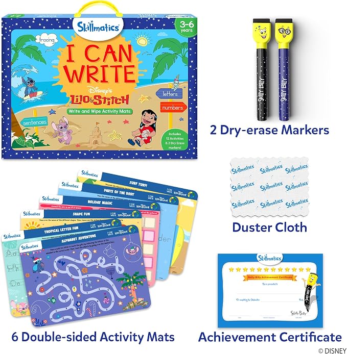 Skillmatics I Can Write Disney's Lilo & Stitch – Educational Toy and Game | Reusable Preschool Learning Activities, Back to School Supplies, Gifts for Students, Kids, Toddlers Ages 3, 4, 5, 6