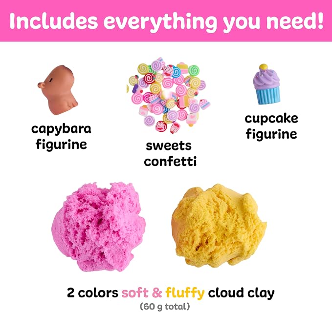 Creativity for Kids Sensory Minis Capybara Kit | Cloud Clay Sensory Toy for Toddlers | Squish, Scoop & Discover Surprise Pieces | Mess-Free, Screen-Free Travel Activity (Ages 3+)