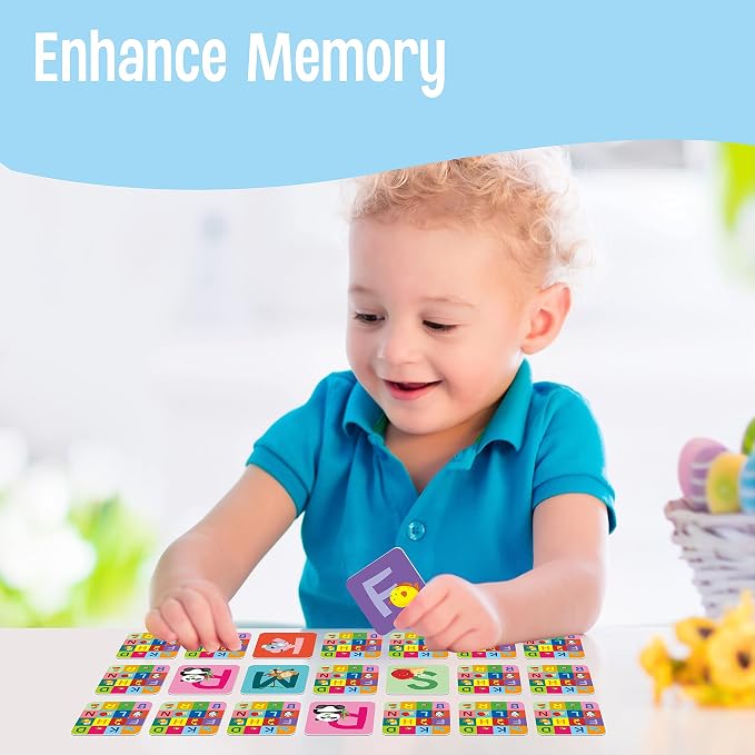 SpriteGru Memory Alphabet Matching Game(26 Pairs of 52 Pieces), Capital Letter Matching Game Cards Educational Toy for Toddlers