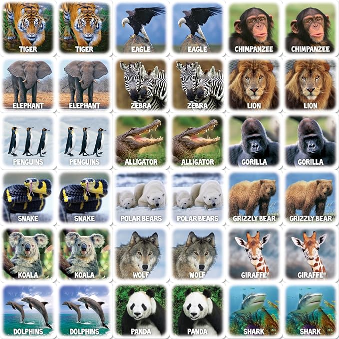 MasterPieces Kids Games - World of Animals Matching Game - Game for Kids and Family - Laugh and Learn