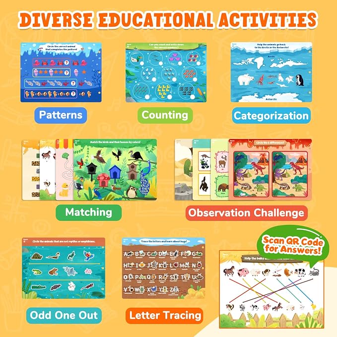 JoyCat Seek & Find Game Book - Animal Preschool Learning Activity | for Toddlers & Kids, Travel Activities Toys for Road Trip, Christmas Toys, Educational Gifts for Boys Girls Ages 3-5