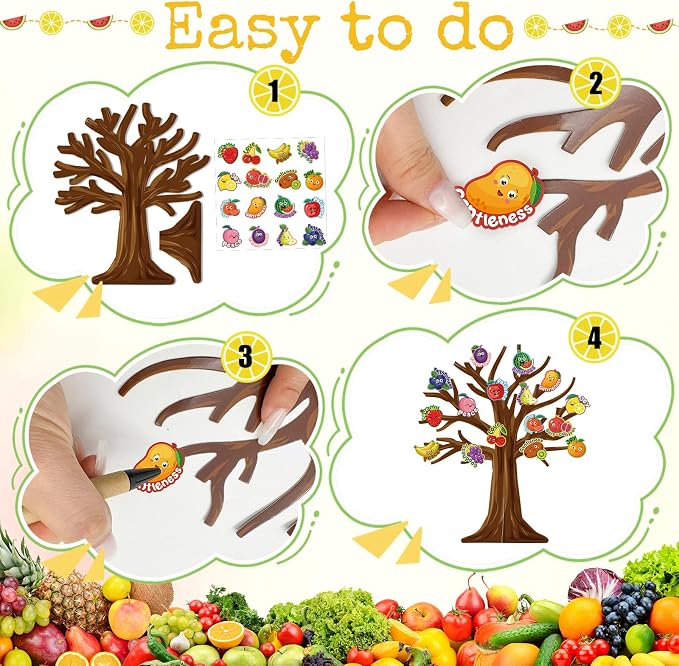 Cinrobiye 30 Set Fruit of The Spirit Craft Kit Fruit Bible DIY Tree Religious Craft Ornaments Making Art Crafts for Bible Sunday School Classroom Home Christian Party Activities Favor Decor Supplies