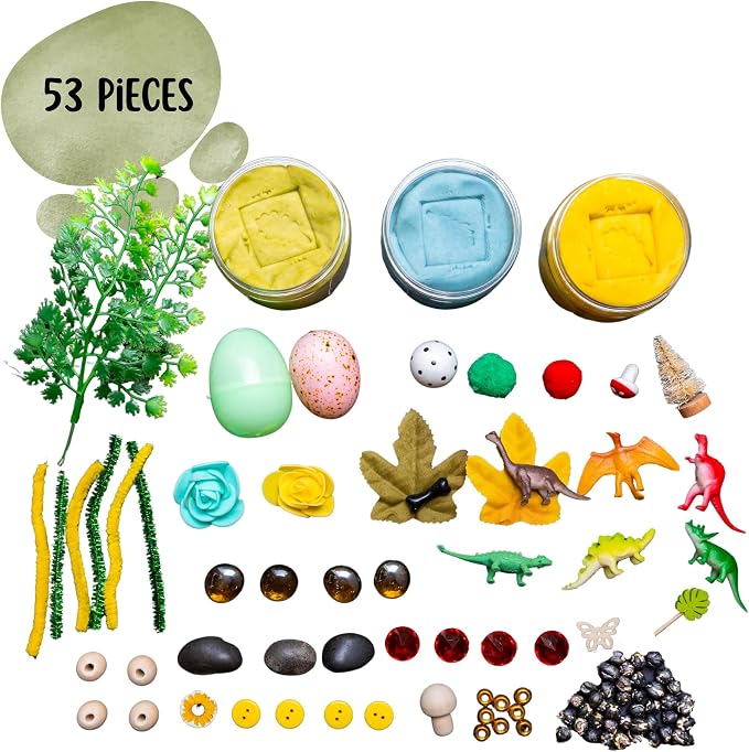 Play Dough Kit, Sensory Kit,Non-Toxic PlayDough, Sensory Motor Aids Gift for Kids, Sensory Play Set, Fine Motor Activity (Dinosaur Play Dough Kit)