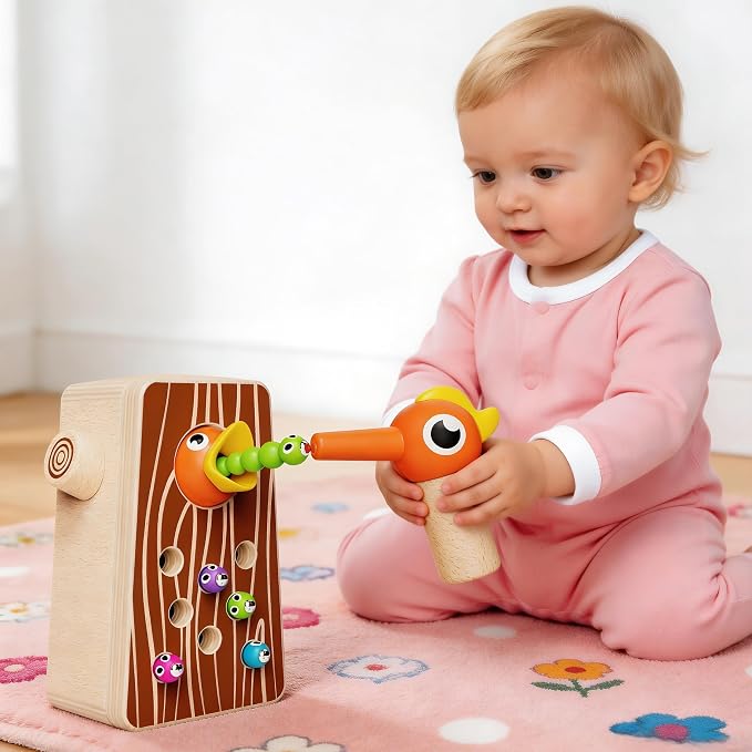 Montessori Wooden Bird Feeding Game for Boys and Girls Aged 2-4 | Toddler Fine Motor Skills Learning