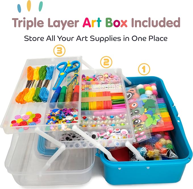 Olly Kids Craft Box, Arts & Crafts Supplies Set for Kids Ages 4-8