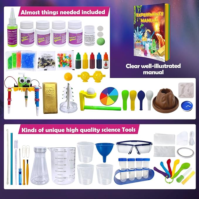 UNGLINGA 150 Experiments Science Kits for Kids Chemistry Lab S.T.E.MToys | Volcano, Crystal, Magic, Dig, Reation, Physics, Scientist Tools Set, Educational Project for Boys Girls Birthday Gifts Ideas