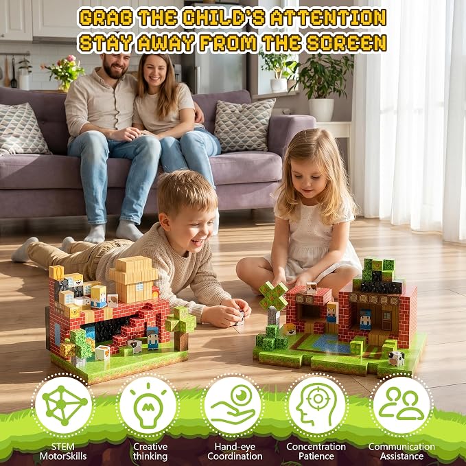100PCS Magnetic Blocks, Magnetic Building Blocks, 0.78in Magnetic Building | STEM Game Stacking Toys for Kids, Birthday Gifts for Boys and Girls Age 3+ Years Old