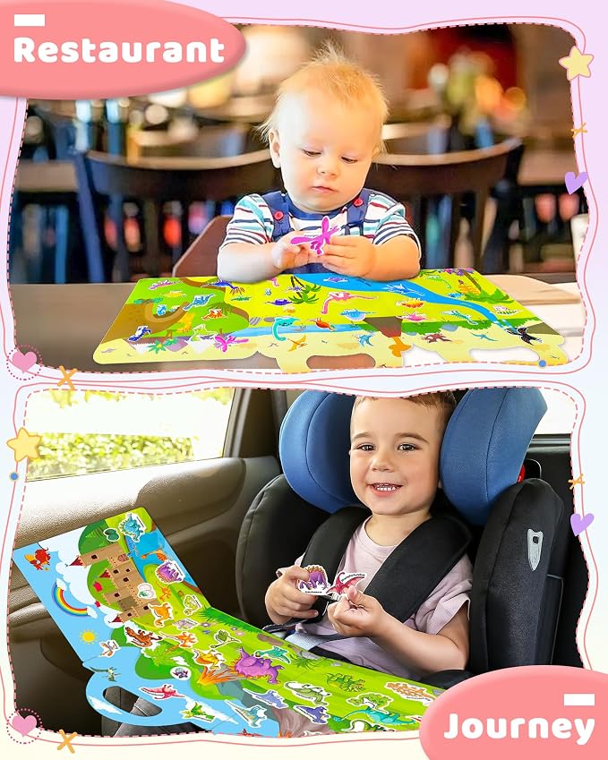 Benresive Reusable Sticker Book for Toddlers, Stickers for Kids, Travel Toy | Toddler Toys, Boys Girls Birthday Gifts, Airplane & Road Trip Essentials Kids, No Mess Waterproof Toddler Crafts Activities