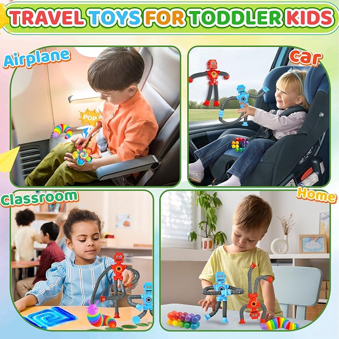 12Pack Sensory Autism Toys for Tollder Kids, Airplane Travel Road Trip Restaurant Toy for Age 3-5 5-7 Fidget Classroom Must Have Treasure Prize Autistic ADHD Easter Basket Stuffers Gifts