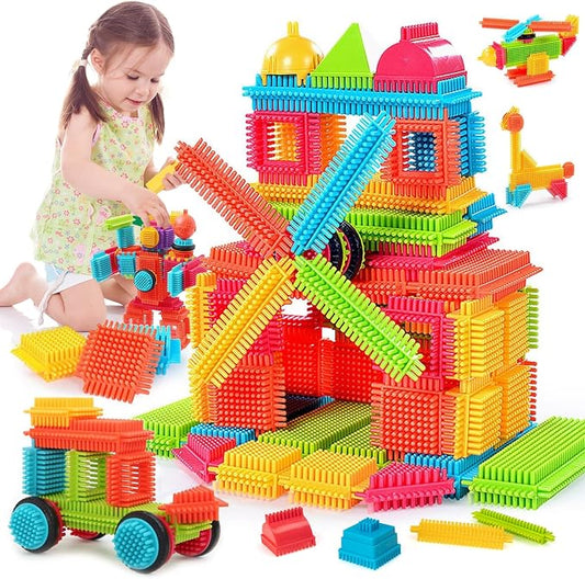 Teytoy 100 Pcs Bristle Shape Building Blocks Toy Set for toddlers Kids