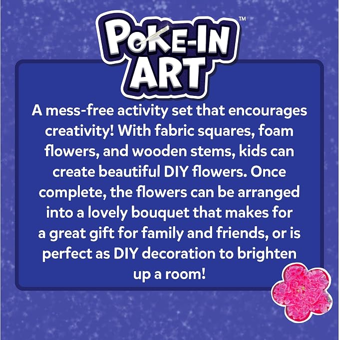 Skillmatics Poke-in Art – Flower Bouquet, Wood Craft Kit, Gift for Kids | Mess-Free, DIY Room Decor, Fine Motor Skills, Pretend Play, Screen-Free Travel Activity, Girls & Boys Ages 4, 5, 6, 7, 8, 9