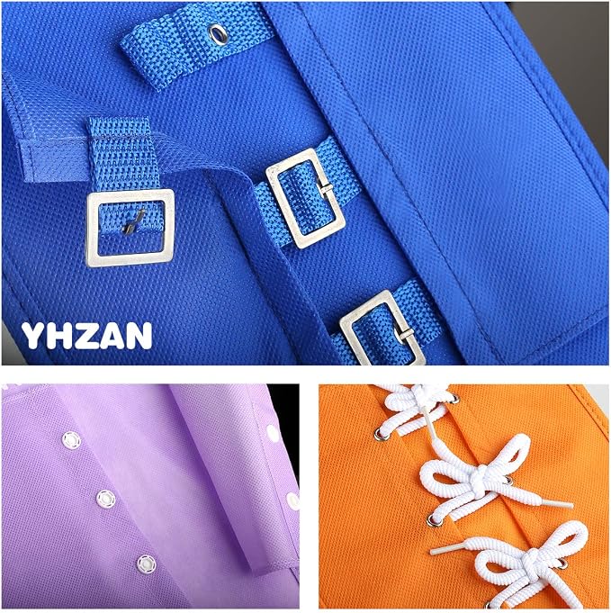 YHZAN Learn to Tie Your Shoes Dressing Board Montessori Mobile Sensory Board Travel Therapist Life Skills Development Toy - Zip,Button,Snap,Buckle,Lace & Tie for Preschool Toddler 3-8 Years Old | Dressing Frame Shoe-Tying Practice for Kids Sensory Basi...