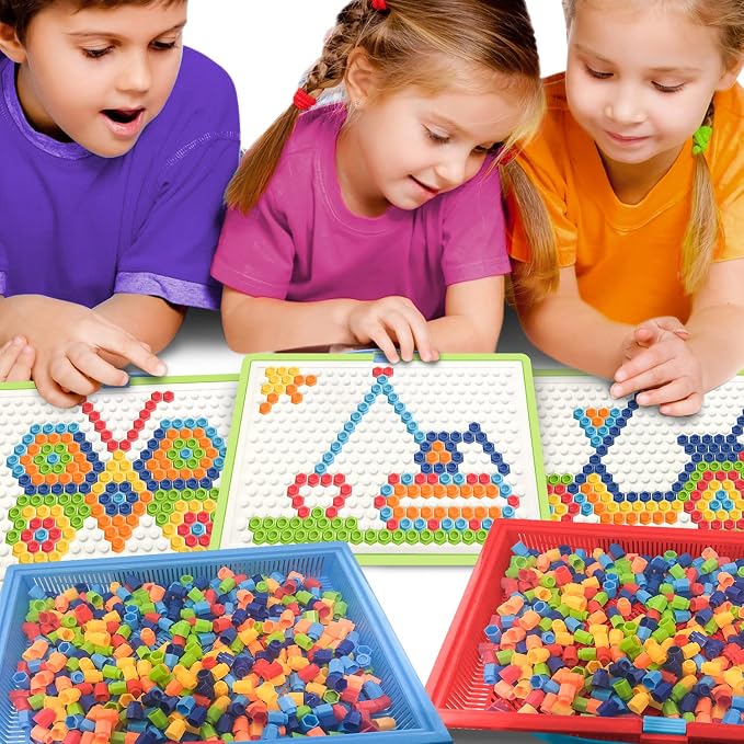 ArtCreativity Mushroom Peg Puzzle, 460-Piece Brain Teaser Game for Kids