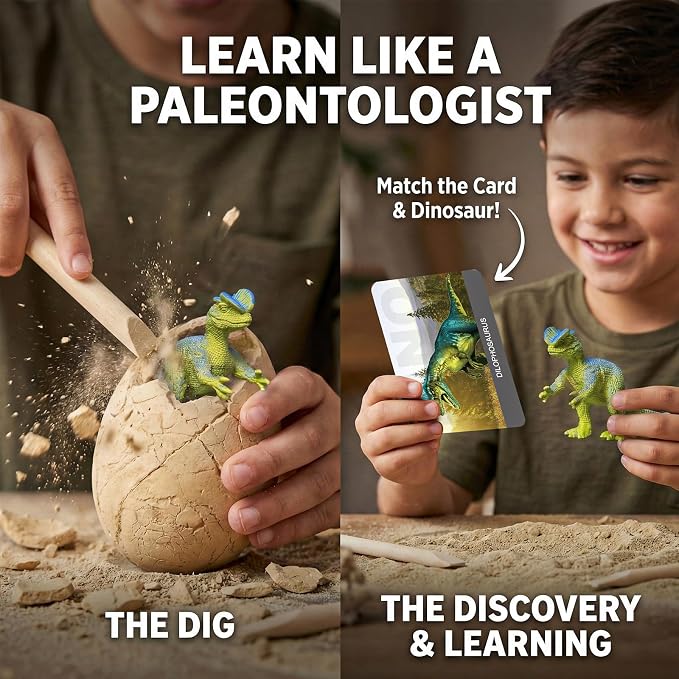 36-Pack Dinosaur Eggs Dig Kit Toys, Excavation Kit with Magnifier | Easter Basket Stuffers for Kids, Science STEM Birthday Party Favors, Gifts for Boys Girls Age 3 4 5 6 7 8 9 10 + Years Old