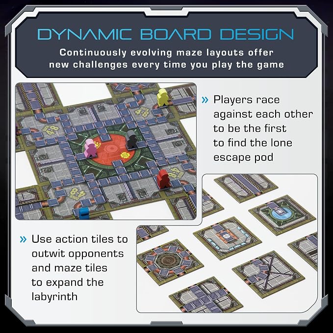 No Escape Board Game - Strategy Board Game for Adults, Family, Party - Unique Strategic Space Sabotage Traitor Maze Game with Tiles - Fun for Kids, Teenagers, Adults, 2 to 8 Players