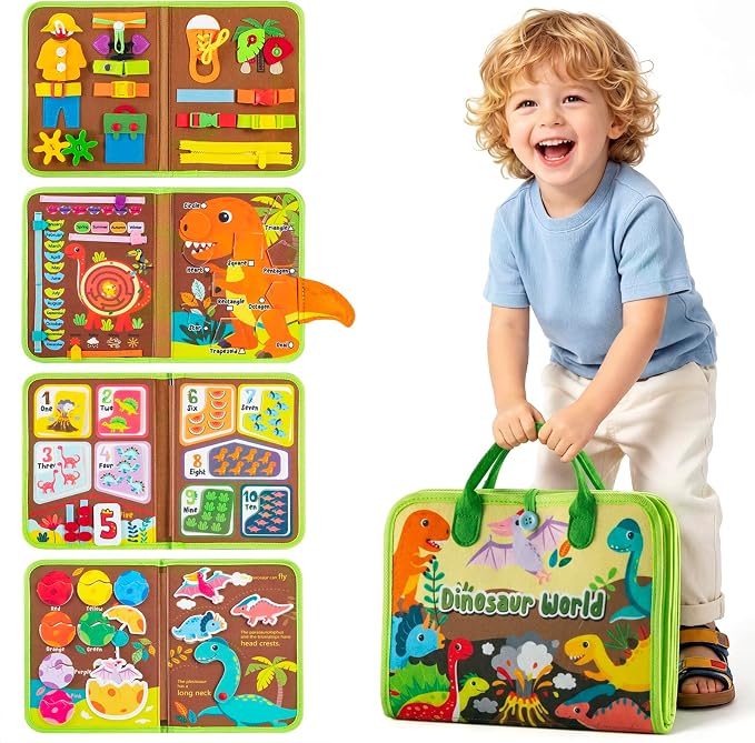 Busy Board Montessori Toys for 2 Year Old Boy Girl Birthday Gift Busy Book | Educational Learning Sensory Quiet Busy Book for Toddlers, Activity Books for Toddlers, Airplane Car Travel Toys for Ages 2-4