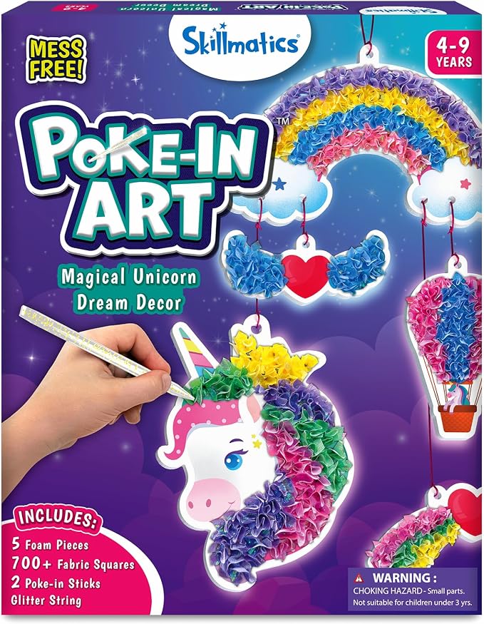 Skillmatics Poke-in Art – Magical Unicorns, Wood Craft Kit, Gift for Kids | Dream Decor, DIY Mess-Free Fun, Fine Motor Skills for Kids, Screen-Free, Travel Activity, Boys & Girls Ages 4, 5, 6, 7, 8, 9
