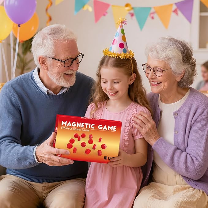 Magnet Game, Magnetic Game Chess Board Games for Kids 8-12, Magnet Game with String for Family Games Night, Fidget Toy for Kids and Adult, 2 Player Game (Magnetic Game with String)
