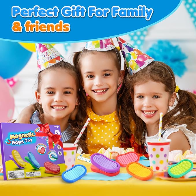 Fidget Sensory Toys for Kids- 6 Pack Textured Fidget Toys for Calming | Magnetic Sensory Toys for Students Stress Relief - ADHD Small Fidget Toys for Classroom Prizes