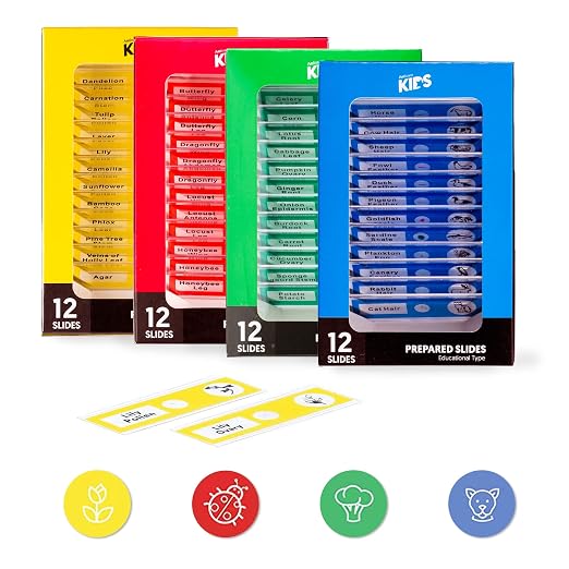 AmScope PS-4P12X1 General Biology Plastic Slides with 48 Specimen and 48 | 48 prepared microscope slides ideal