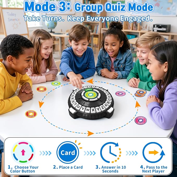 Family Board Game for Kids and Adults, Light-Sensing Word Game with 3 Modes | Fast-Paced 26-Letter Game with Timer for Family Game Nights and Parties, 40 Double-Sided Category Cards, 2–6 Players, Ages 8+