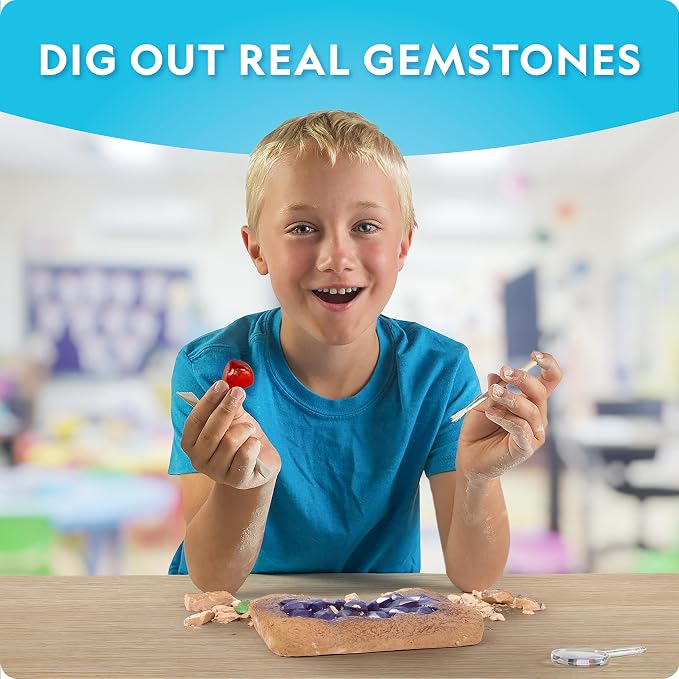 NATIONAL GEOGRAPHIC Mega Gemstone Dig Kit – Dig Up 15 Real Gemstones and Crystals, Science Kit for Kids, Gem Digging Kit, Gift for Girls and Boys, Mining Kit, Rock Collection | Amethyst, Pyrite, Quartz & More, Gem Mining Activity, Excavation Tools, Mag...
